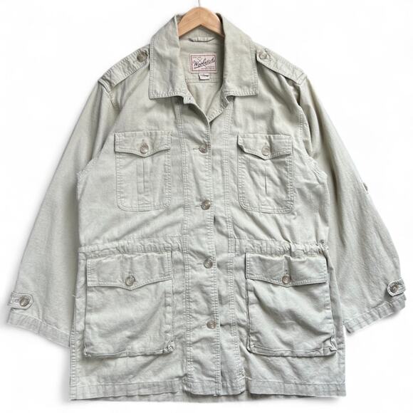 Woolrich Linen Cotton Blend Field Chore Jacket Button Up Utility 5200 Women’s XL - Picture 1 of 7
